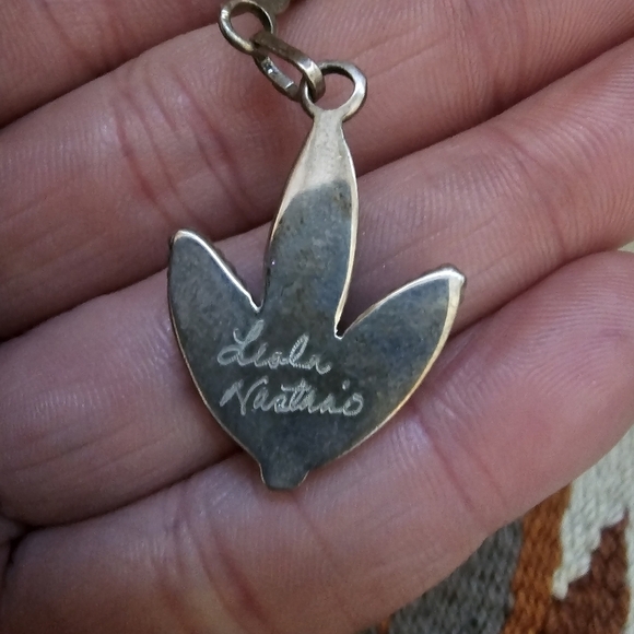 Large 2in Turquoise Sterling Inlayed Post Dangle Native American Earrings - Picture 7 of 7